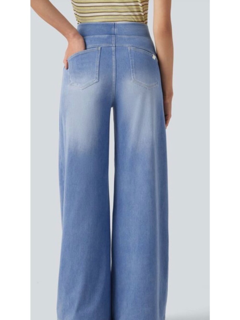 Halara S Womens Wide-Leg High-Waist Denim Pants Size S Regular Fit Blue